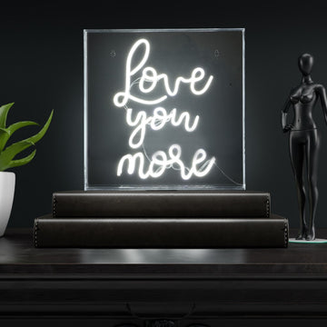 Love You More Square Contemporary Glam Acrylic Box USB Operated LED Neon Light - JONATHAN Y